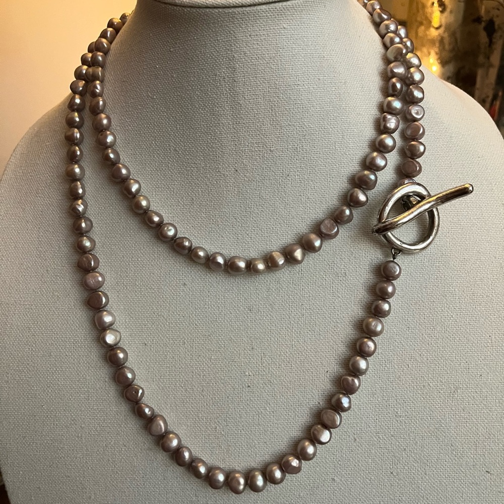 SIMON SEBAG 46” Pearl & Sterling Necklace